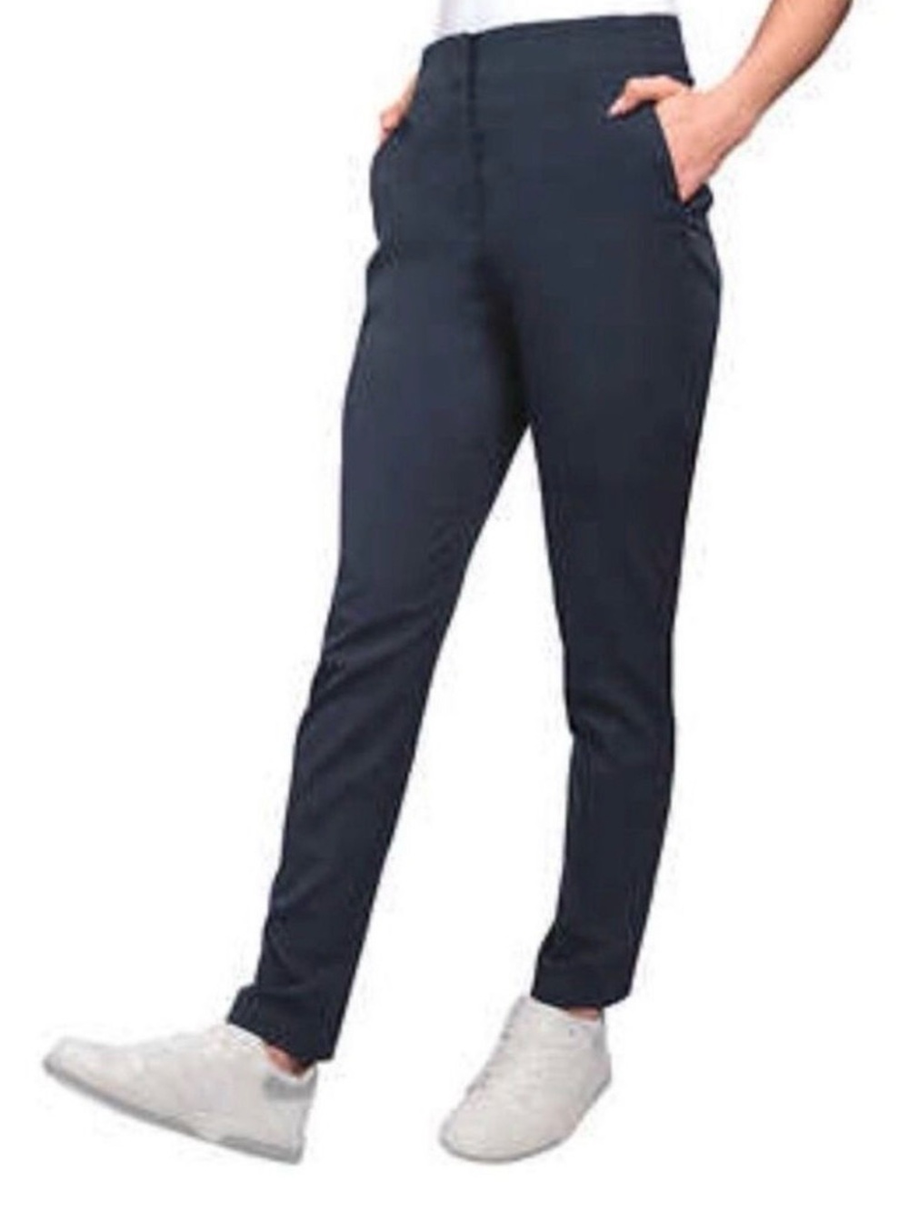 Lole Navy Travel Pants Size 10 Stretch Performance Athleisure Comfort Zip pocket